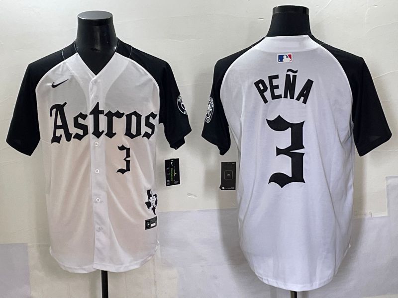 Men 2025 Houston Astros 3 Pena white black Five generations Joint Name Nike MLB Jersey style 6